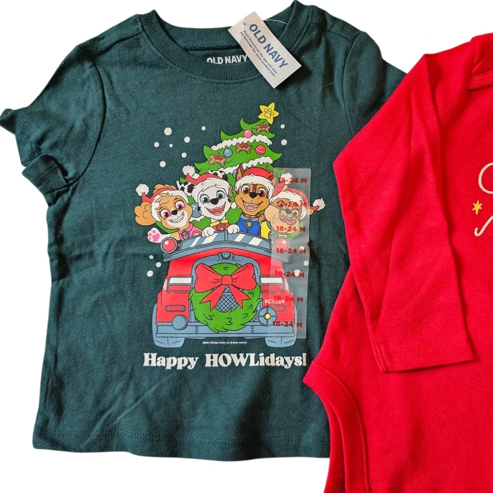 Old Navy Baby Christmas Paw Patrol Top Bodysuit Set Holiday Outfit 18-24‎ M